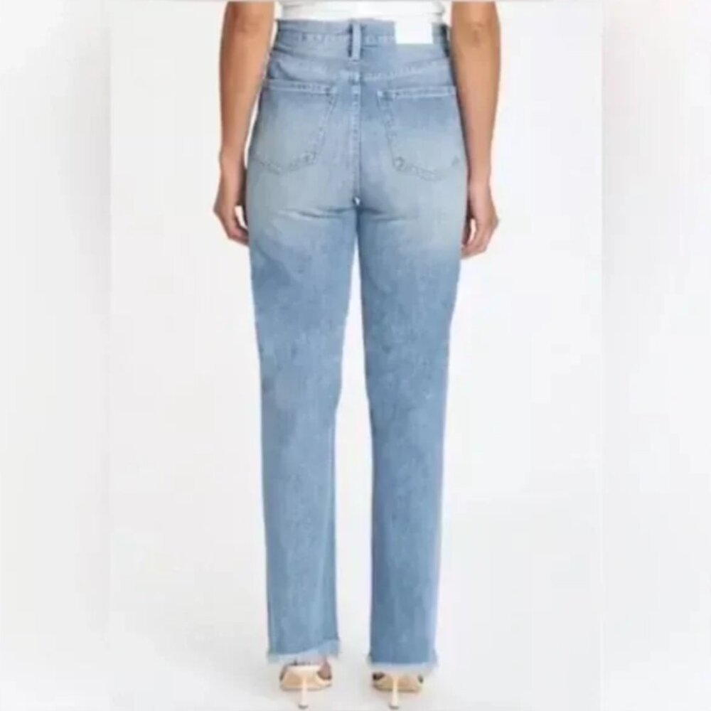 Pistola Cassie Distressed High Rise Straight Leg Jean Button Fly Size 27 - Picture 2 of 9